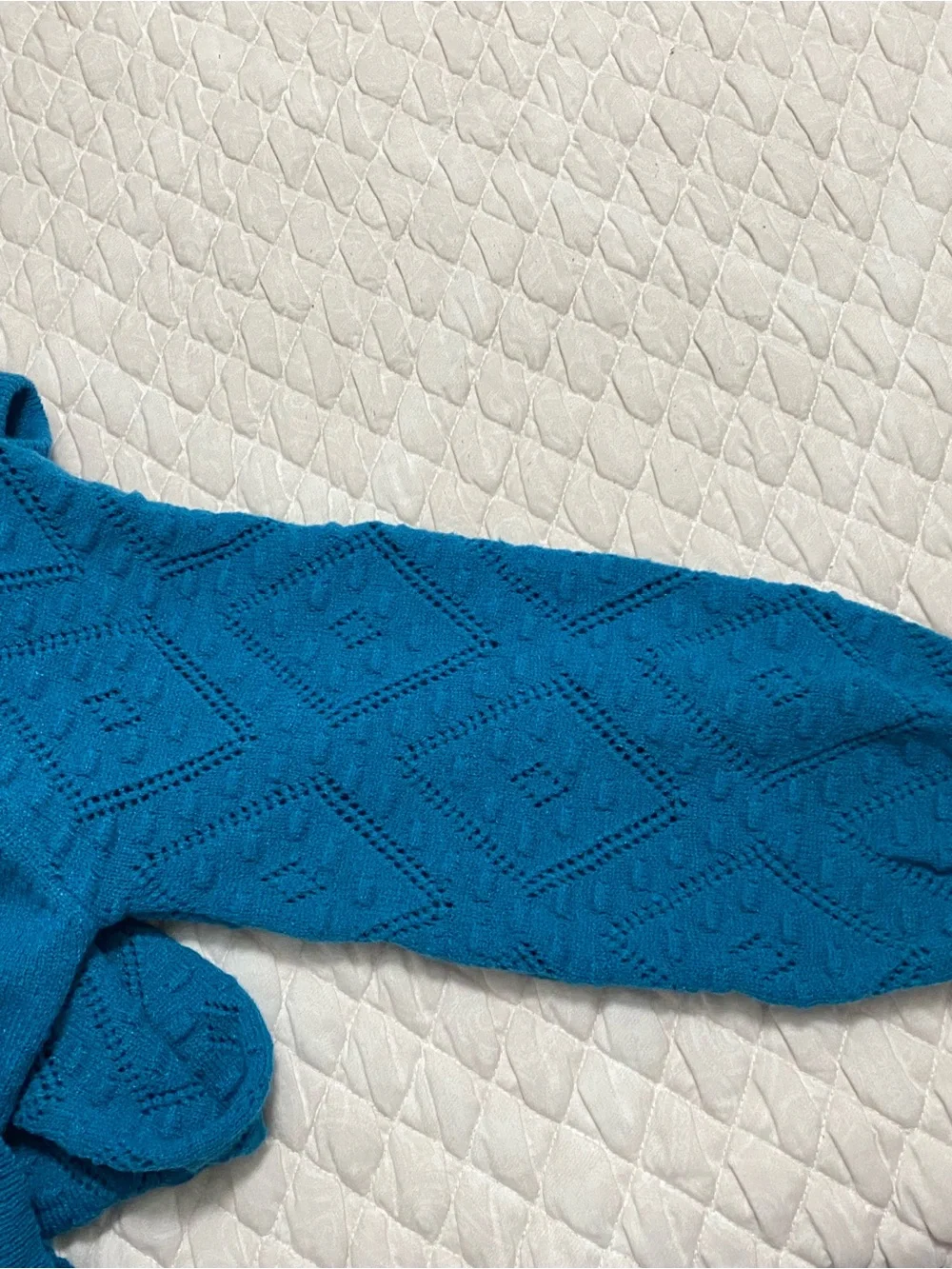 NWT Nanette Lepore Pointelle Balloon Sleeve Teal Green Crewneck Sweater Large